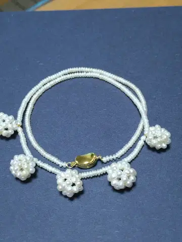 새상품급 진주 디자인 목걸이 콩 클래스프 925 각인