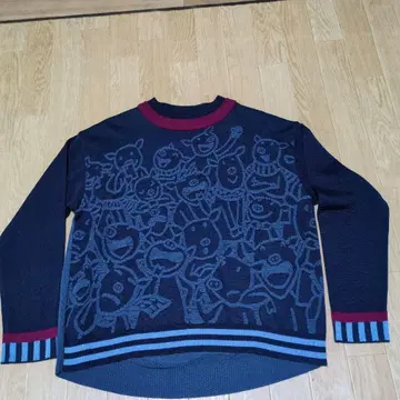 알베로베로 올레볼레 브라 네이비 캐릭터 패턴 니트