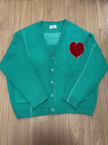 DB-H&Y 그린 가디건 하트 자수