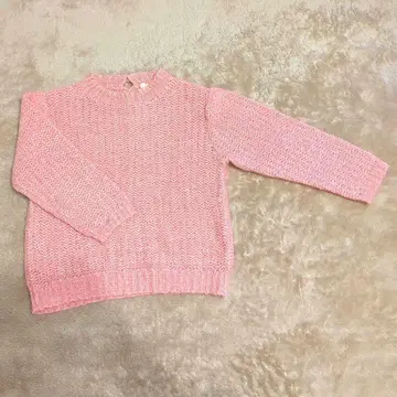 핑크 긴팔 니트 스웨터 니트 직물 디자인