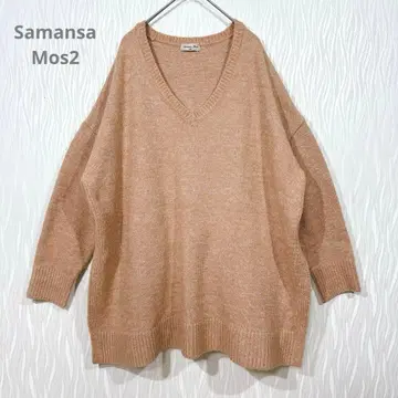 (사만사 모스모스) V넥 루즈핏 니트 울 혼방 드롭 숄더