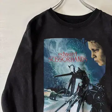 가위손 맨투맨 트레이닝복 무비T M 사이즈 구제 의류 블랙