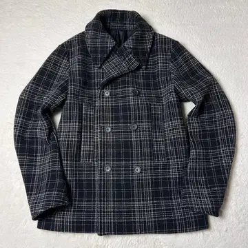 global work 글로벌 워크 피코트 더블 브레스트 체크 무늬