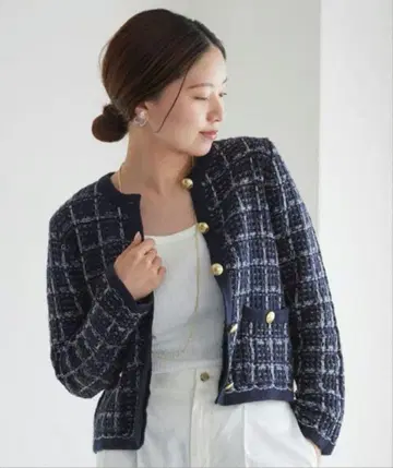 IENA TORRAZZO DONNA 트위드 자켓 네이비