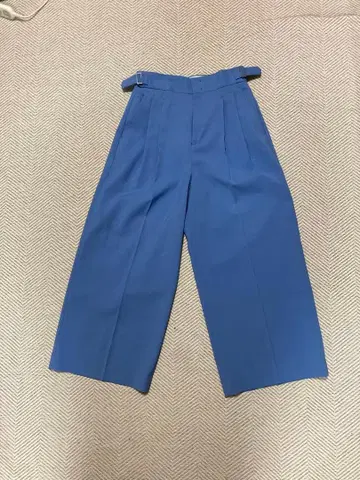 파란색 플리츠 와이드 팬츠