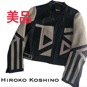 익명 배송 레어 HIROKO KOSHINO 양가죽 모헤어 라이더 자켓