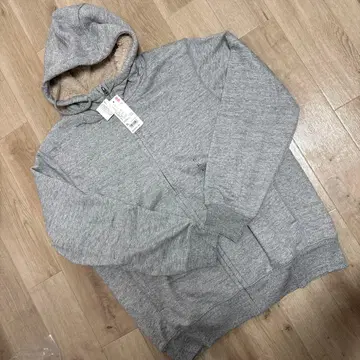 UNIQLO 그레이 보아 맨투맨 풀 집업 후드티 XL 남성용
