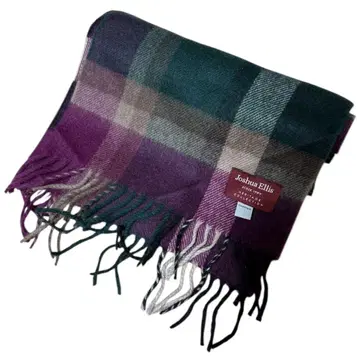 Joshua Ellis 100% 캐시미어 머플러 체크 무늬