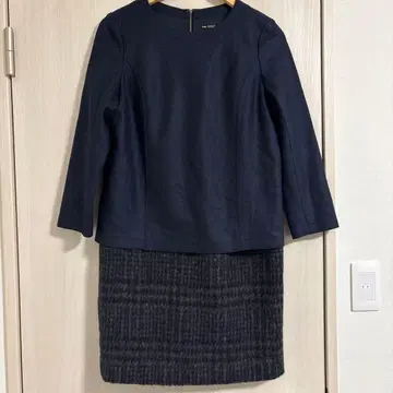 23구 도킹 원피스 38 M 사이즈 모헤어 양모 체크 무늬