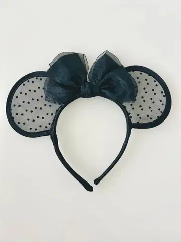 미사용 새상품 디즈니랜드 블랙 도트 미니 머리띠