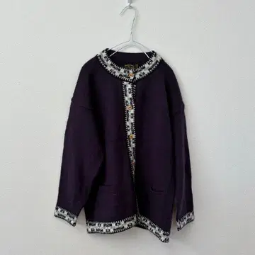 가디건 울 퍼플 구제 의류