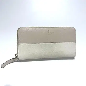 케이트 스페이드 장지갑 가죽 지퍼 롱 지갑 화이트 베이지
