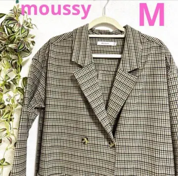 [ 새상품급 ] MOUSSY 마우지 체스터 코트 롱 코트 체크 M