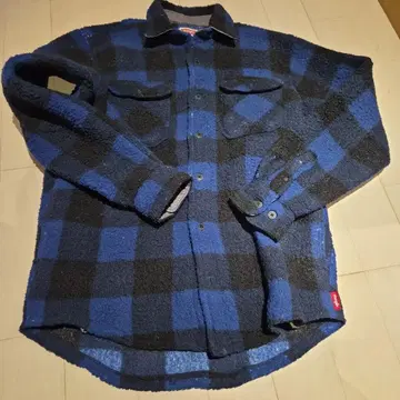 Wrangler 플리스 플란넬 셔츠 파랑 블랙 체크