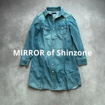 미러 오브 신존 데님 셔츠 미니 원피스 긴팔 S 인디고