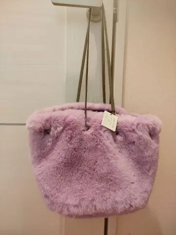 오파크 클립 퍼플 퍼 토트백 미사용 새상품 택 포함