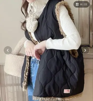 푹신푹신 2way 충전솜 퀼팅 x 퍼 리버서블 오버 사이즈 베스트