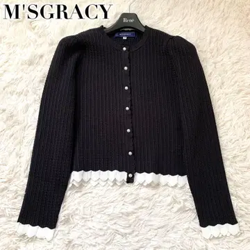 미사용급 엠즈 그레이시 현행 가디건 펄 레이스 프릴 블랙