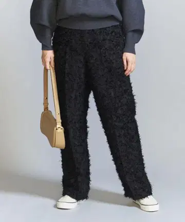 BEAUTY&YOUTH 프린지 백 밴딩 팬츠 블랙