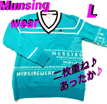 Munsingwear 여성용 골프 니트 터콰이즈 V넥 L