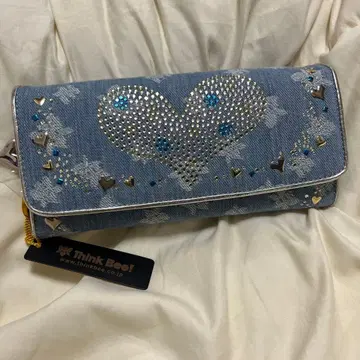 [ 새상품급 ] Think Bee! 데님 하트 장지갑 수납 봉투 포함