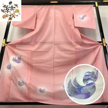 MK-1623 여름 기모노 츠케사게 명주 원앙 그라데이션 복숭아색