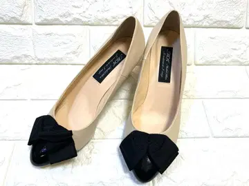 리본 포함 베이지 플랫 펌프스 22.5cm