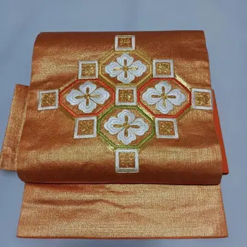 만들어진 오비 오렌지 금 자수 2부식 나고야 오비 리메이크 핸드메이드