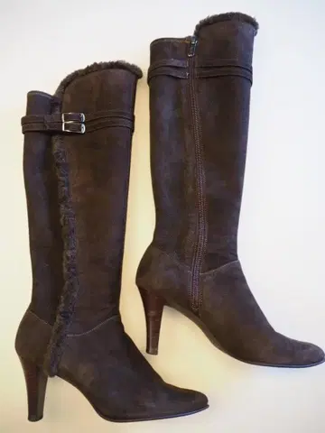 [ 새상품급 ] 긴자 카네마츠 스웨이드 롱 부츠 24cm 브라운