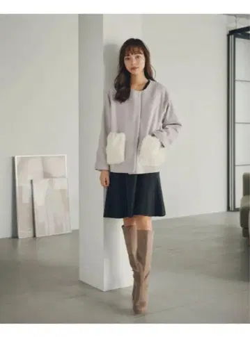 포켓 퍼 노카라 코트2 JILL by JILL STUART