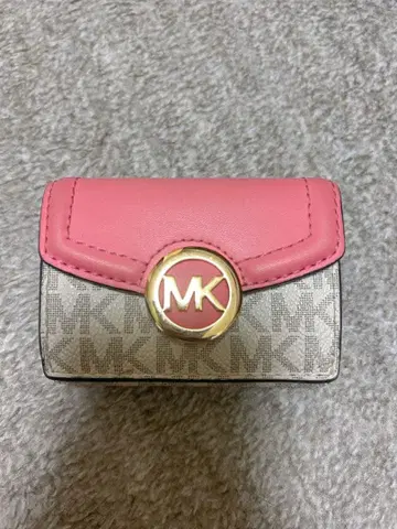 Michael Kors 3단 폴더형 지갑 핑크/베이지