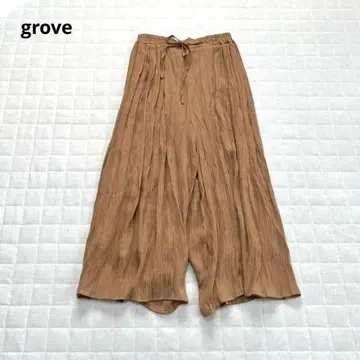 [ 그로브 ] 와이드 팬츠 넉넉한 허리밴딩 심플 무지 S 작음