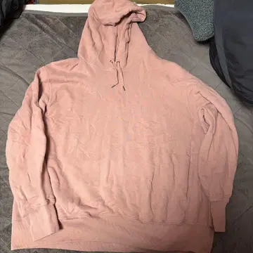 핑크 후드 부착 후드 맨투맨 빅