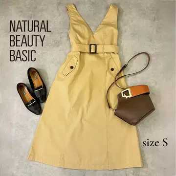 [ NBB ] 고급 벨트 포함 V넥 점프수트 베이지 S 롱 기장 원피스