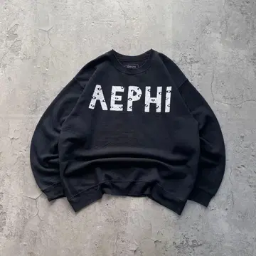 USA 구제 의류 AEPHI 프린트 맨투맨 트레이닝복 블랙 L 사이즈