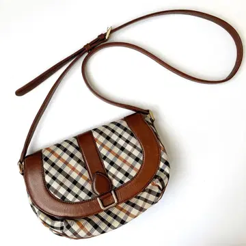 DAKS 닥스 하우스 체크 숄더백 브라운 가죽
