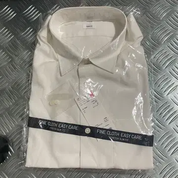 UNIQLO 화이트 파인 크로스 스트레치 슬림핏 셔츠 M