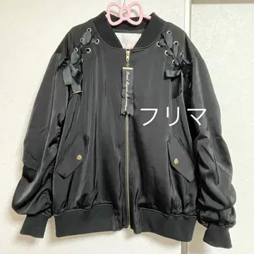 LIZLISA 리즈리사 레이스업 리본 블루종 블랙 지뢰계 서브컬쳐