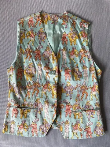 캐릭터 패턴 베스트 스카이블루 백리본 포함