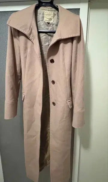 베이지 롱 코트 허리 벨트 포함