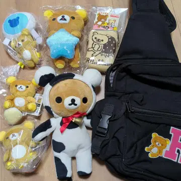 리락쿠마 봉제 인형 숄더백 가마구치 파우치 묶음 판매