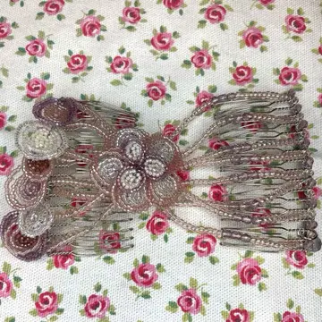 빈티지 Complex Biz 꽃 모티브 헤어 액세서리 더블 코움