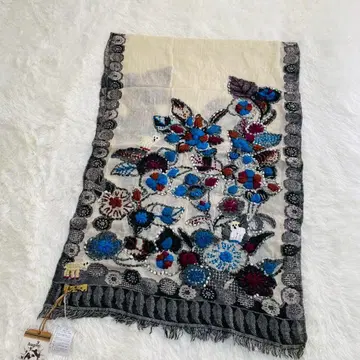 택 포함 새상품 자수 스톨 동물 패턴 아트 디자인 대형 머플러 양