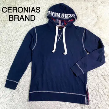 CERONIAS BRAND 네이비 프린트 디자인 풀오버 후드티