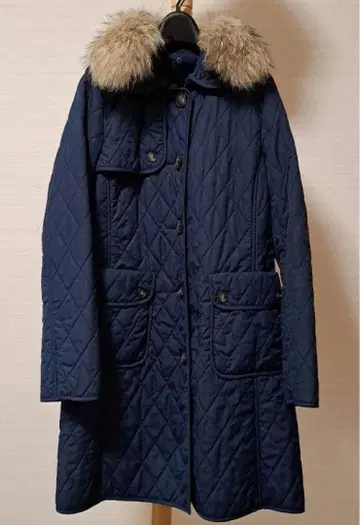 앨리스버리 여성용 9 M 퀼팅 롱 코트 네이비