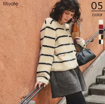 [새상품급] titivate 푸치 루프 골드 버튼 니트 가디건