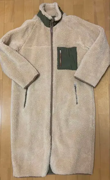 롱 보아 코트 베이지 카키