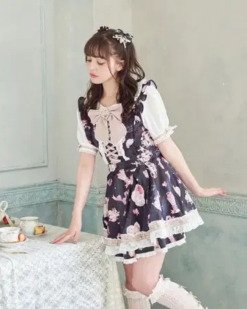 리즈리사 salon de fraise 패턴 셋업 블랙