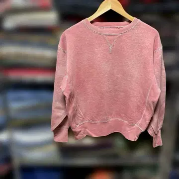 양V 무지 맨투맨 M 사이즈 긴 리브 레드 페이드