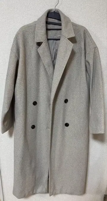 더블 브레스트 체스터 코트 롱 코트 오트밀 그레이 베이지